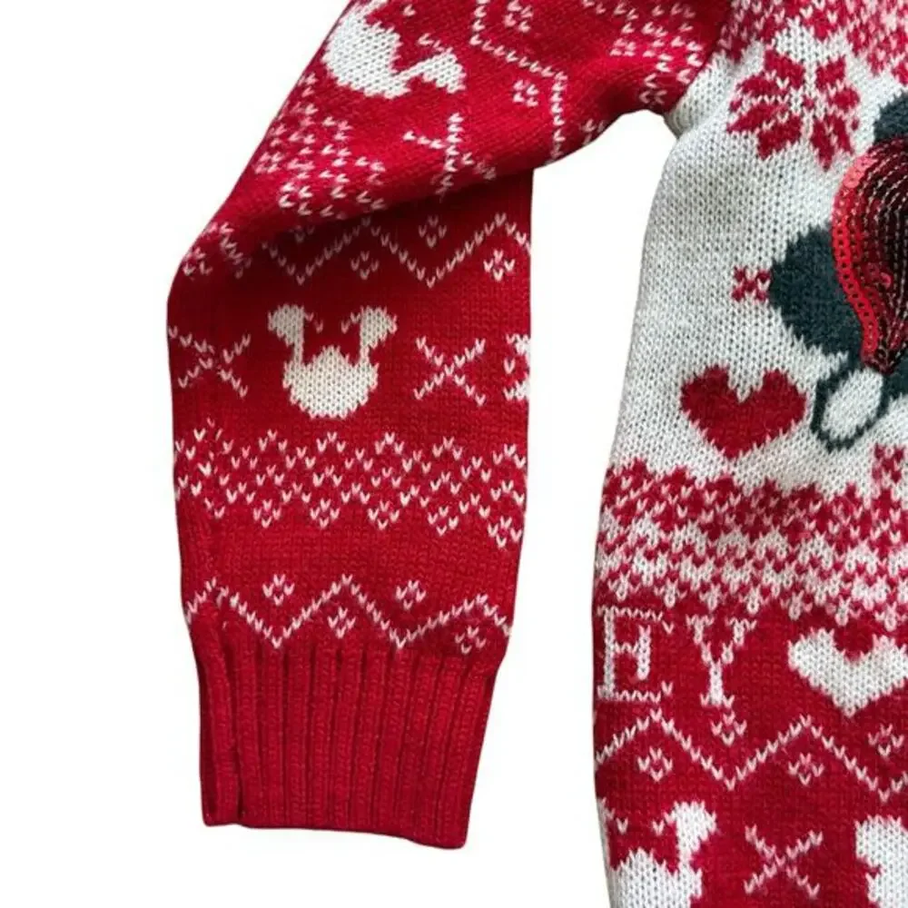 Disney Mickey Minnie Christmas Sweater Size 5T Red Holiday Fair‎ Isle Winter
